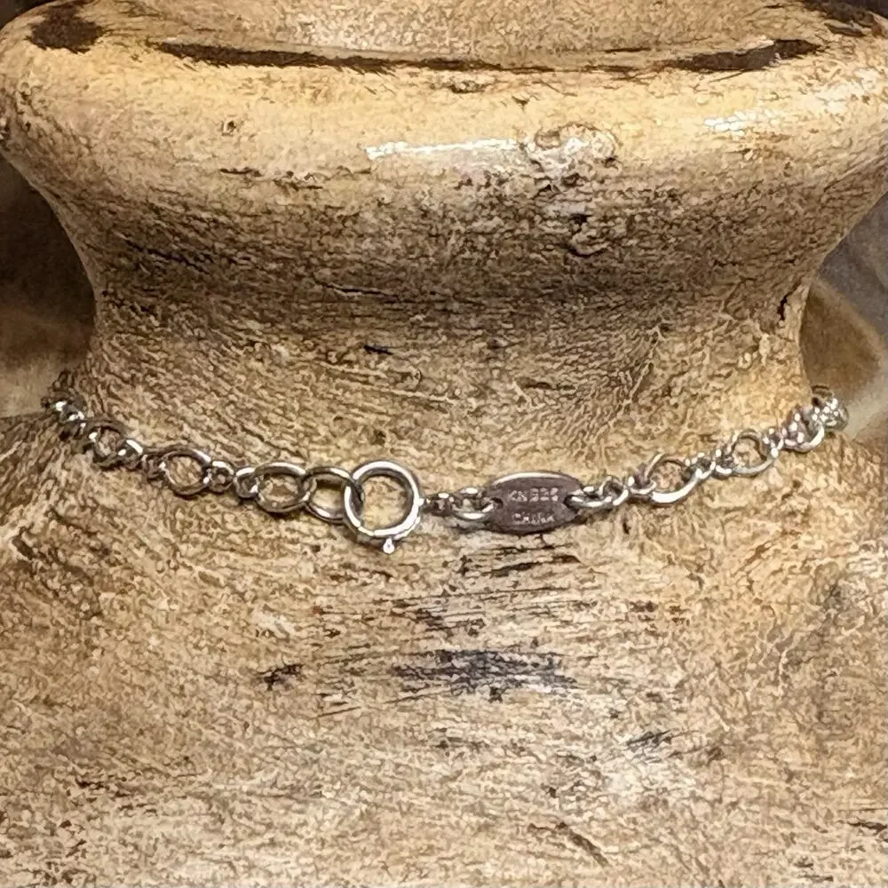 Sterling Silver and Lapis Necklace Ornate Design on Sterling Silver Chain 18 In